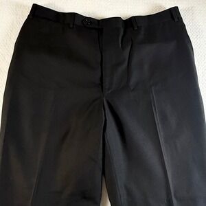 Canali Dress Pants Mens 35x31 (actual) 100% Pure Wool Flat Front Trousers Black